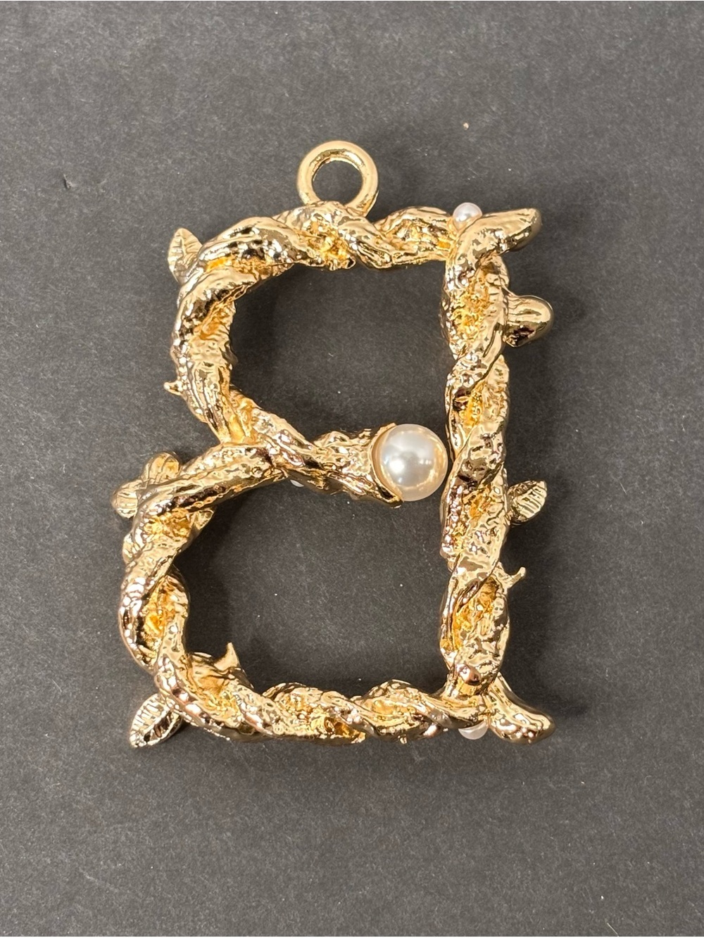 Anthropologie Aurelia Gold Pearl Monogram Letter “B” Initial Ornament - Picture 2 of 4